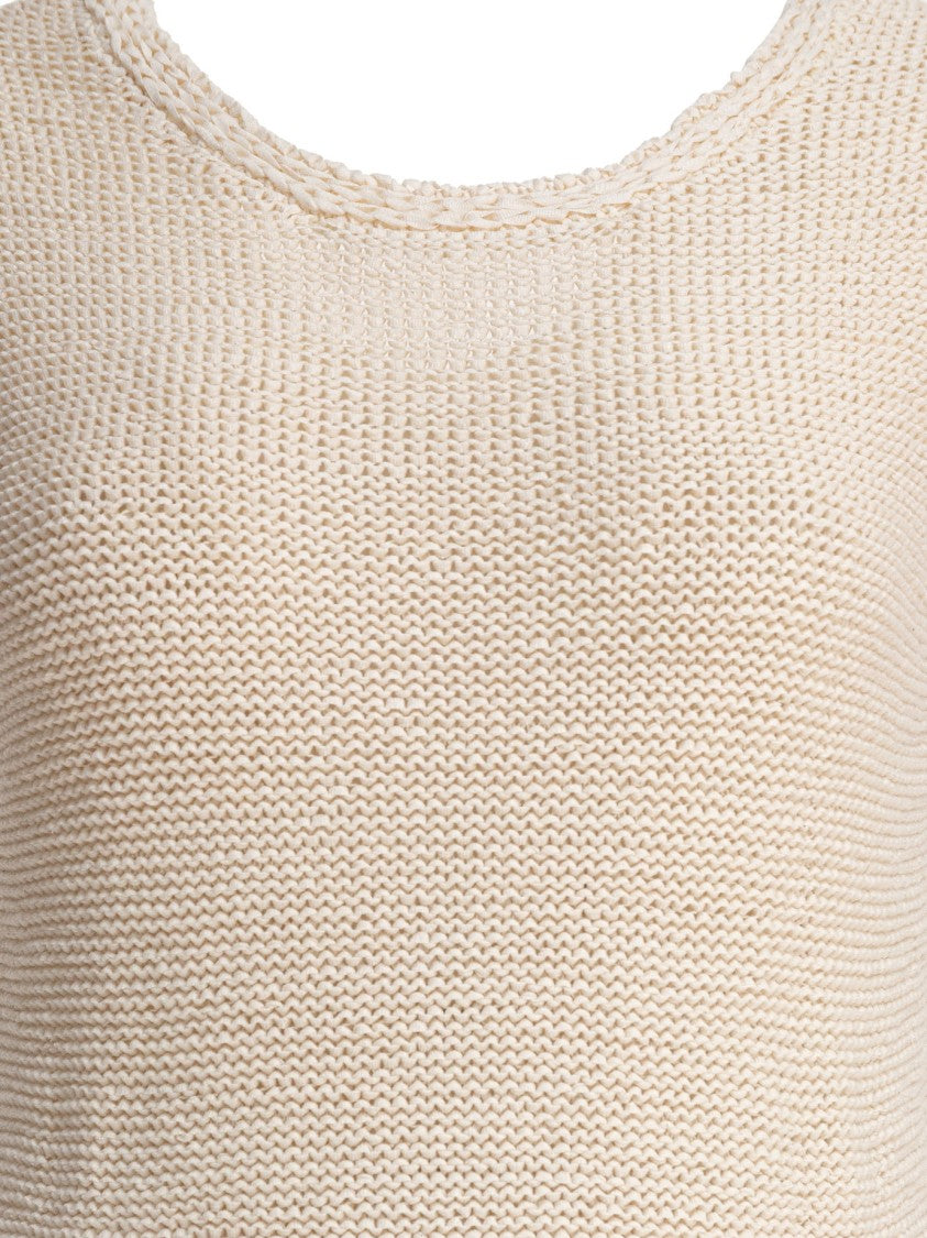 Sandbeige Beige Sleeveless Dress With Knitted Texture