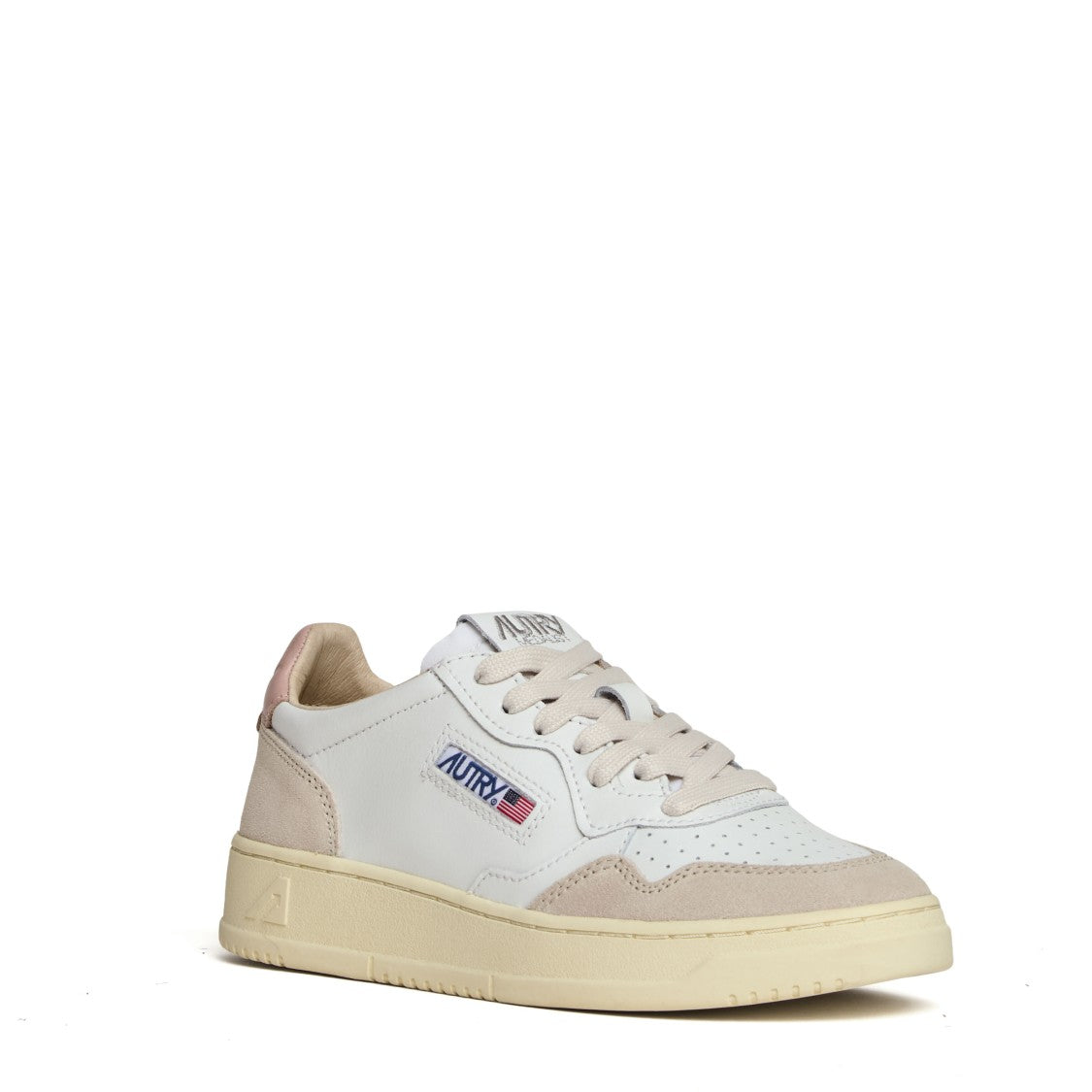 Autry White Powder Pink Medalist Low Suede Sneakers