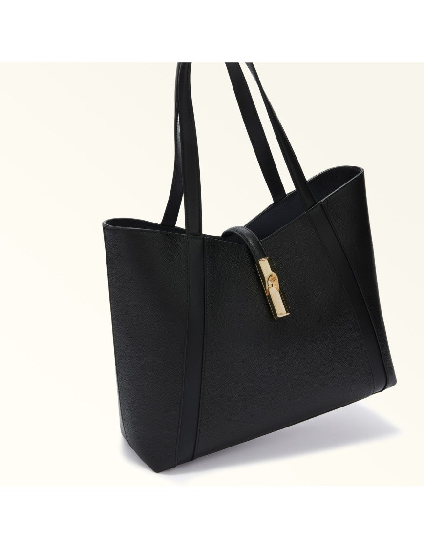 Furla Drop L Leather Tote Bag, Black