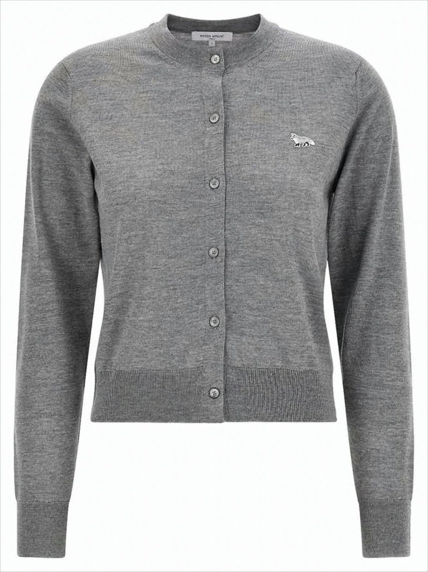Maison Kitsuné Finely Knit Wool Cardigan With Classic Button-Down Front