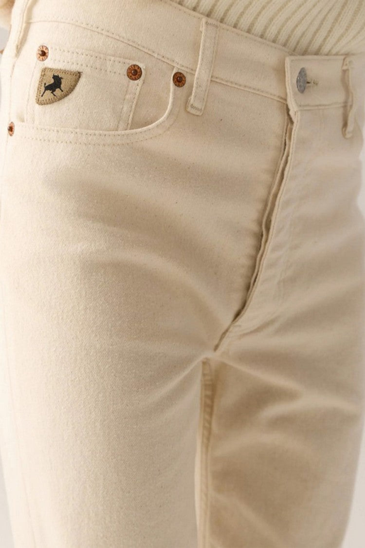 Lois Cream High-Rise Wide-Leg Cotton Jeans
