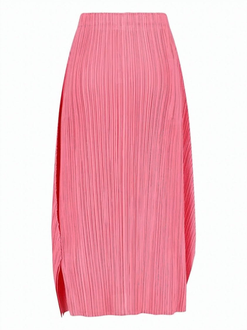 Pleats Please Pleated Midi Skirt With Flared Silhouette And Side Slits