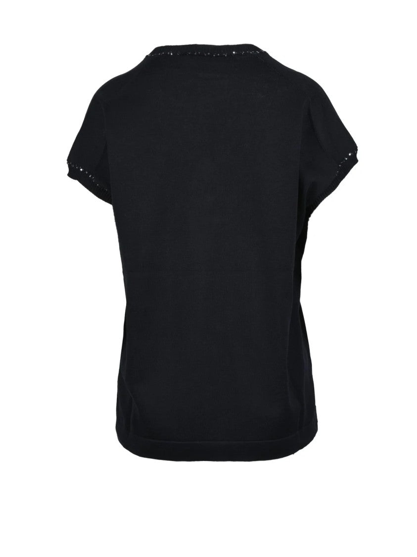 Fabiana Filippi Blue Short-Sleeve Cotton Knit Top