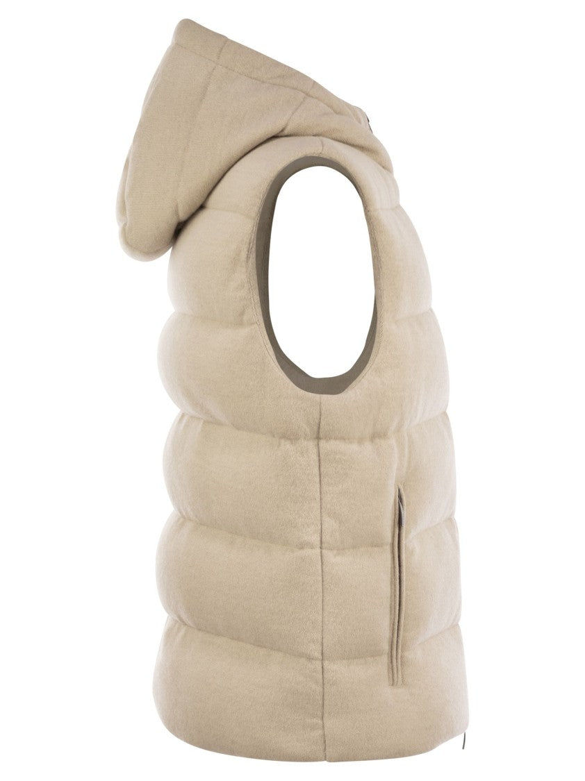 Peserico Goose Down Vest In Wool And Cashmere