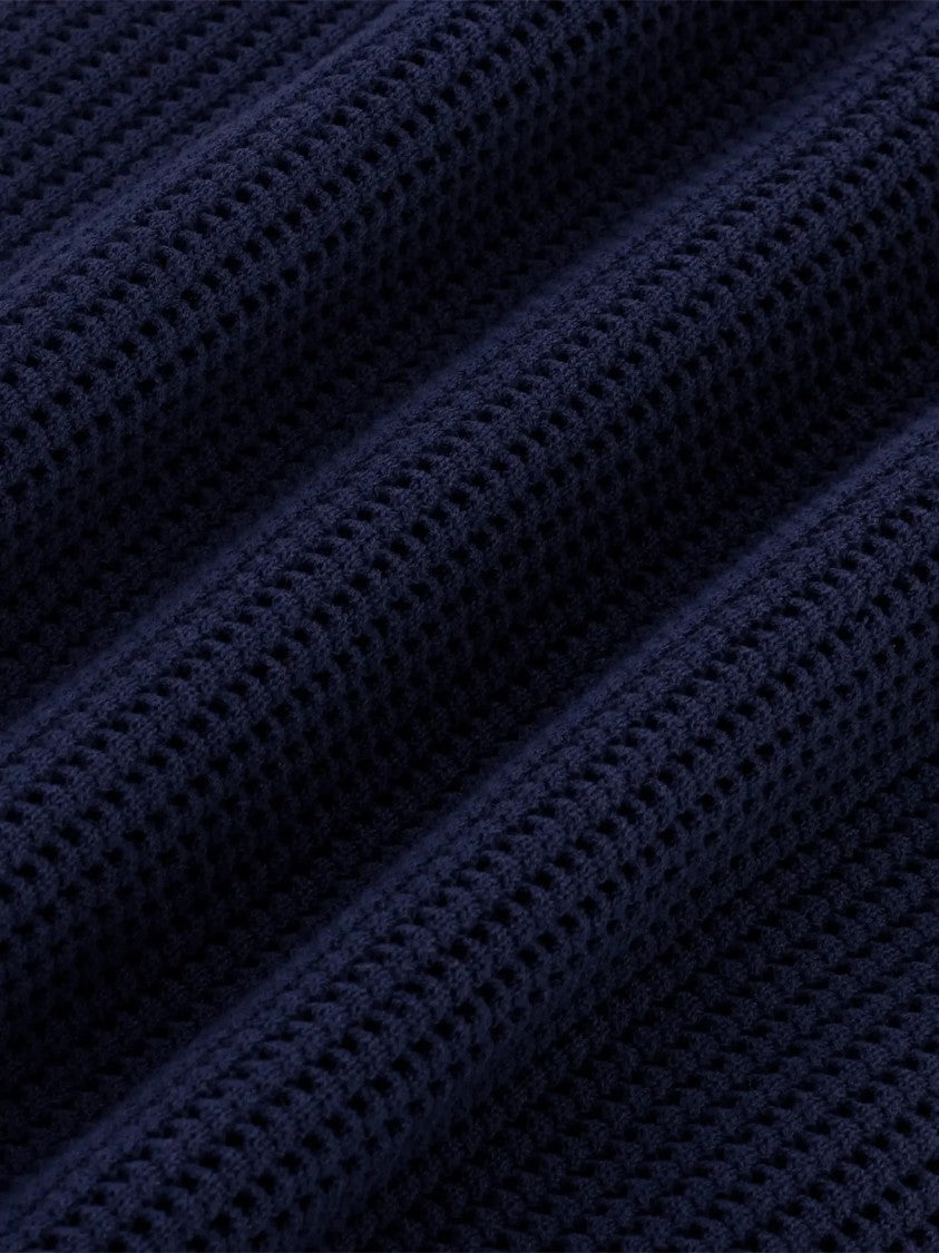 Drôle De Monsieur Textured Knit Polo Shirt With Monogram Logo