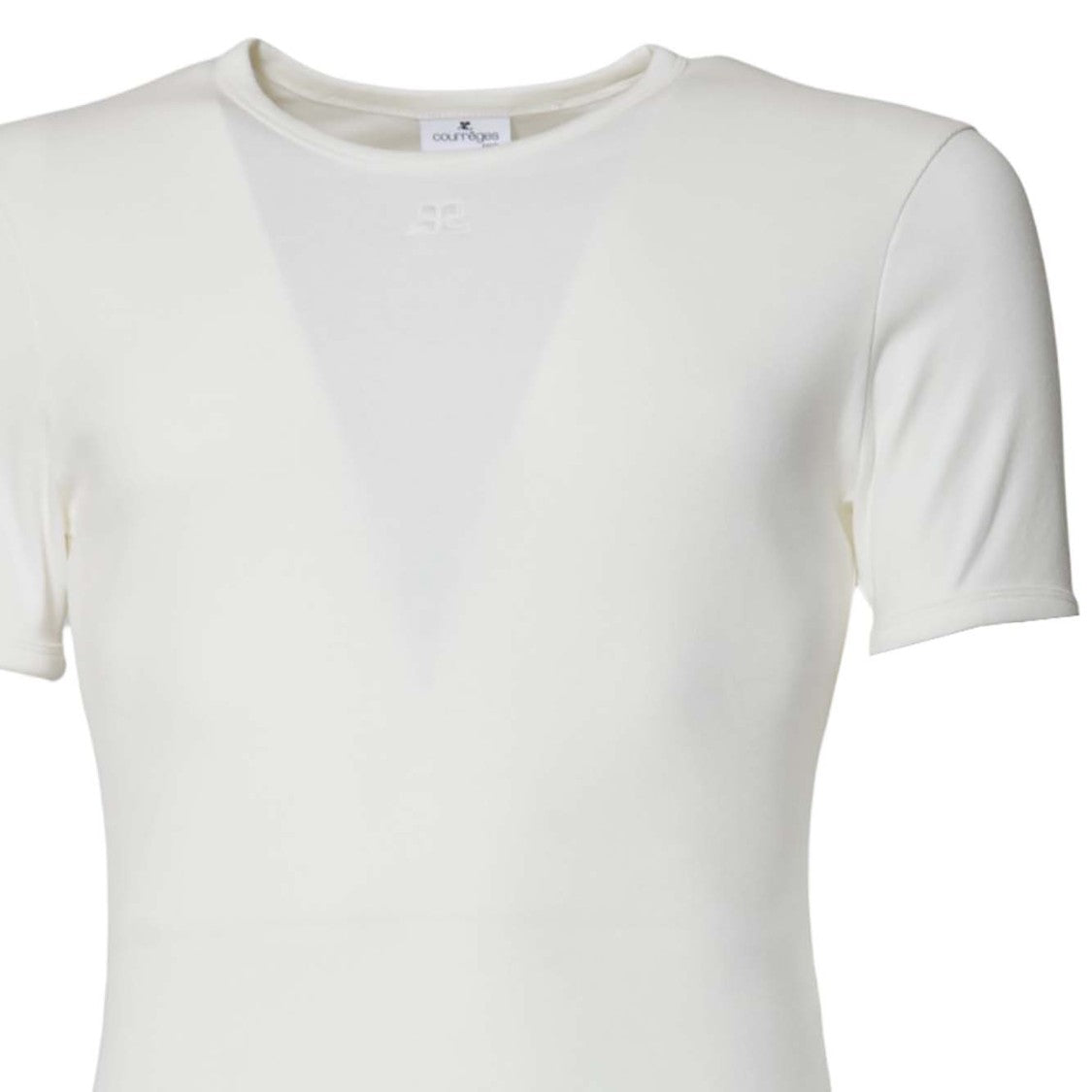 Courrèges White Cotton Signature Contrast T-Shirt