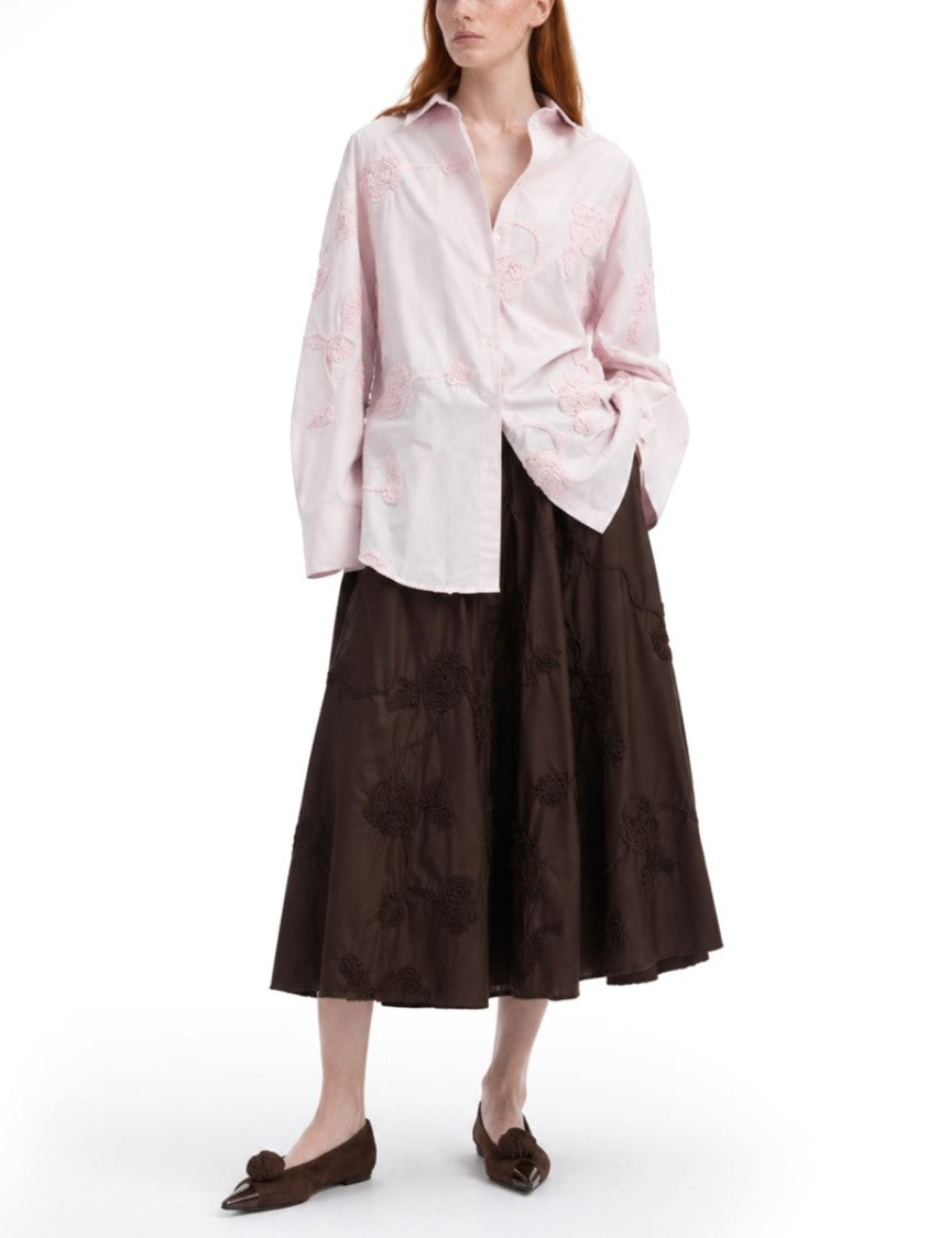 Rotate Birger Christensen Oversized Floral Embroidery Cotton Shirt