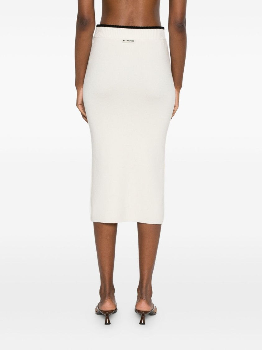 Pinko Midi Pencil Skirt In Merino Wool