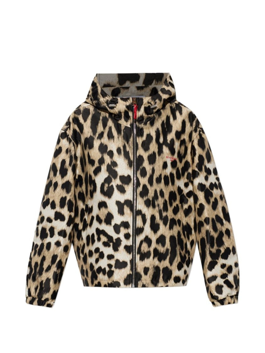Givenchy Multicolor Leopard Print Hooded Drawstrings Jacket