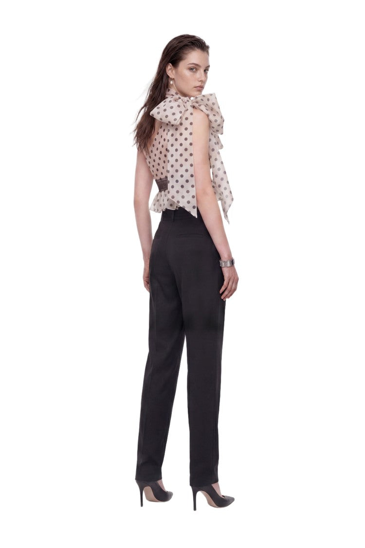 Saiid Kobeisy Crepe Fabric Straight-Leg Trousers With High-Rise Waist
