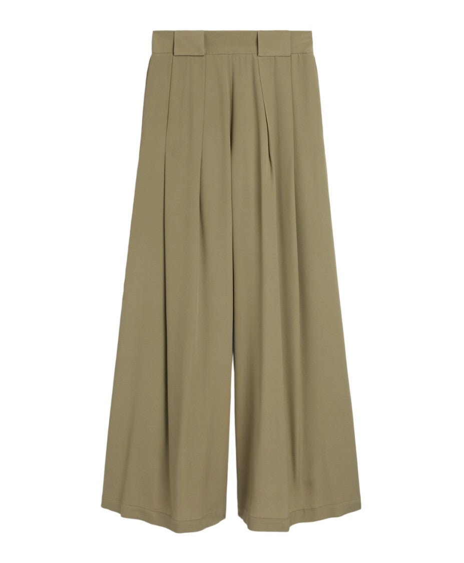 Momonì Acetate-Silk Crêpe Front-Pleats Wide-Leg Pants