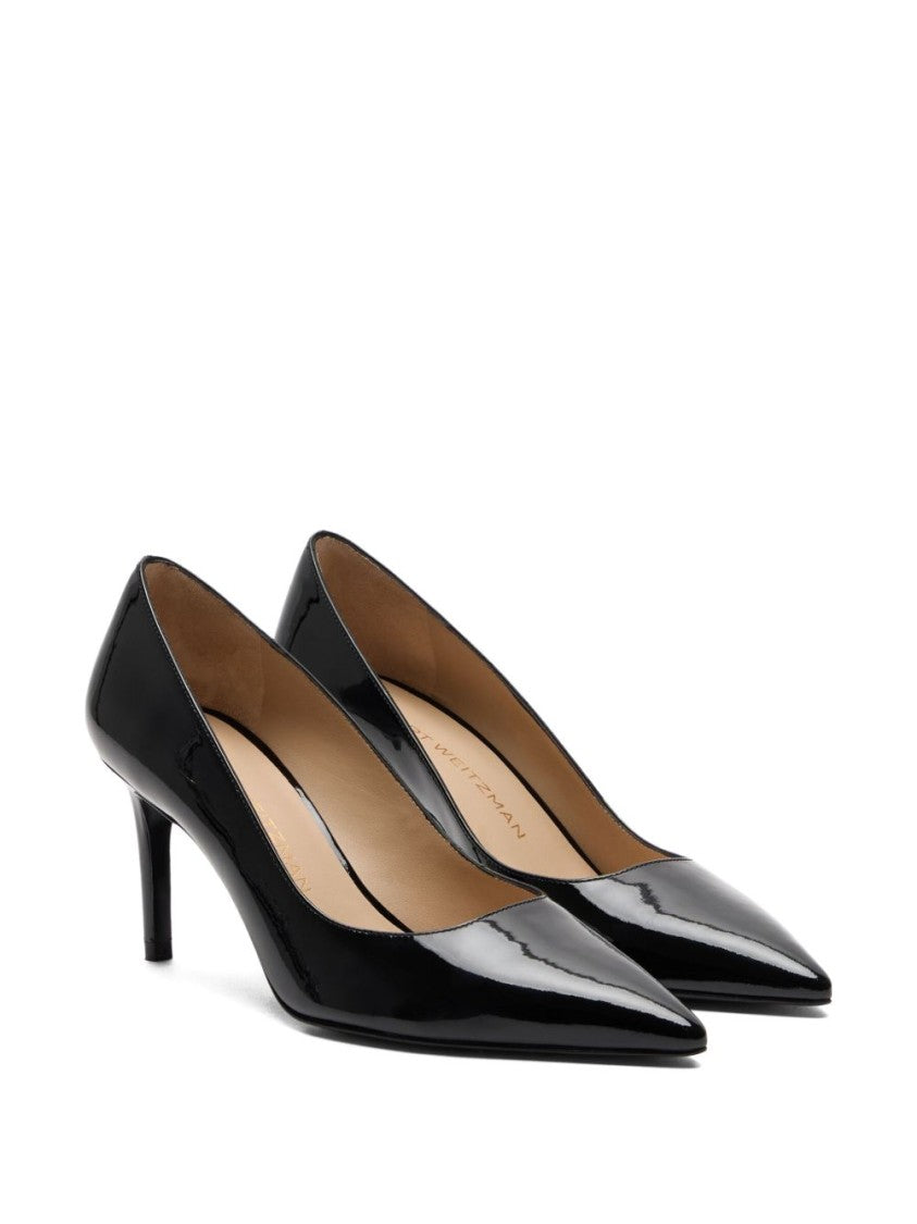 Stuart Weitzman Coated Leather Finish Pointed Toe Flat Shoes