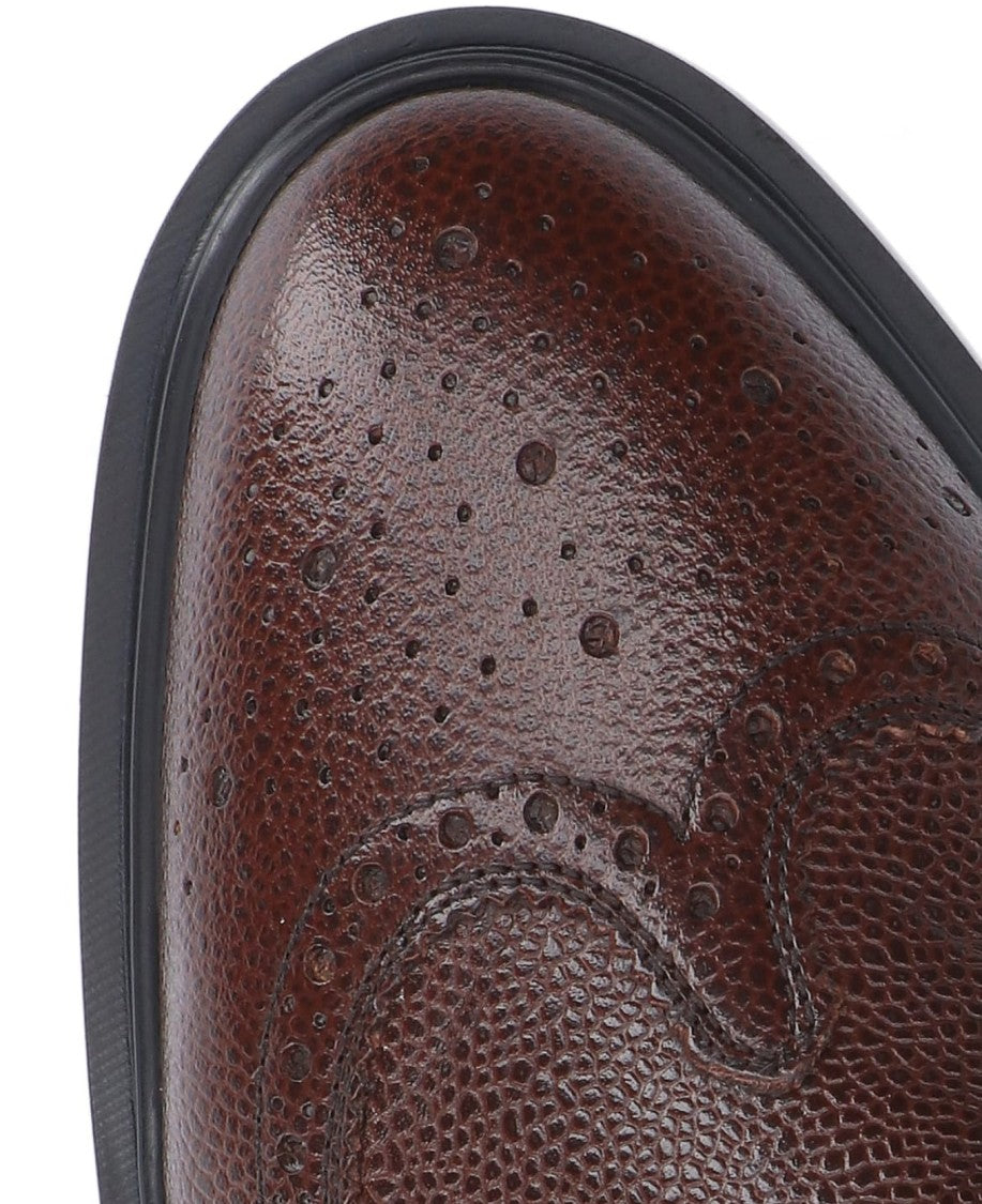 Thom Browne Textured Leather Lace-Up With Brogue Detailing