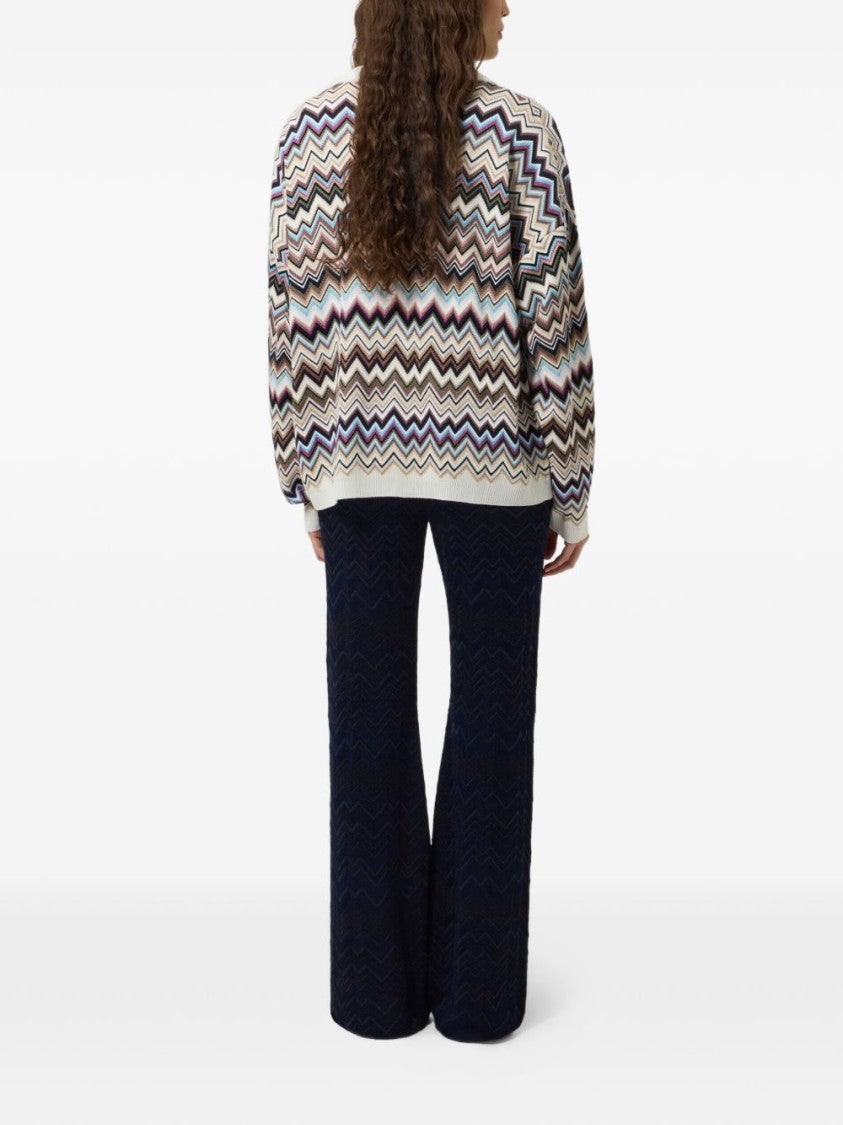 Missoni Multicolor High-Waisted Wide-Leg Zigzag Trousers