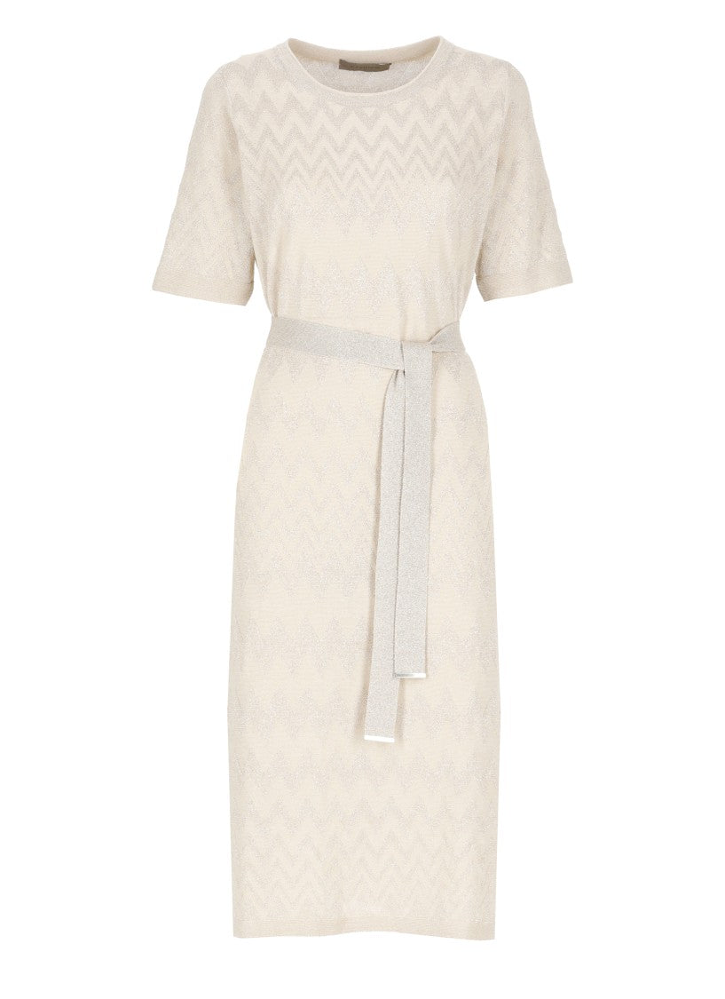 D. Exterior Beige Cotton Blend Dress