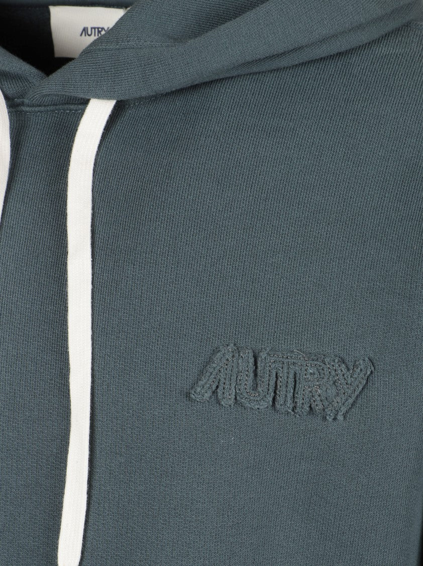 Autry Relaxed Fit Hoodie With Embroidered Logo And Classic Kangaroo Pocket