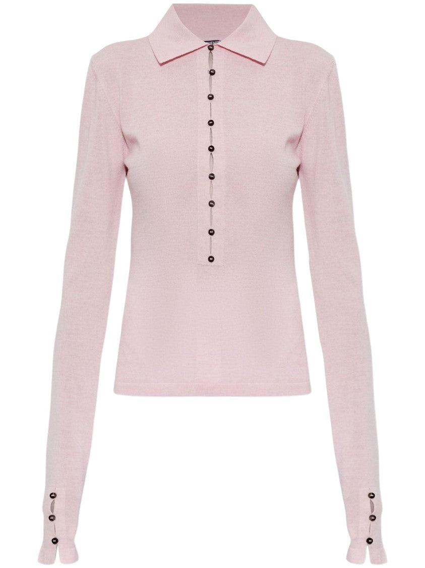 Jacquemus Merino Wool Long-Sleeve Button-Placket Polo Shirt