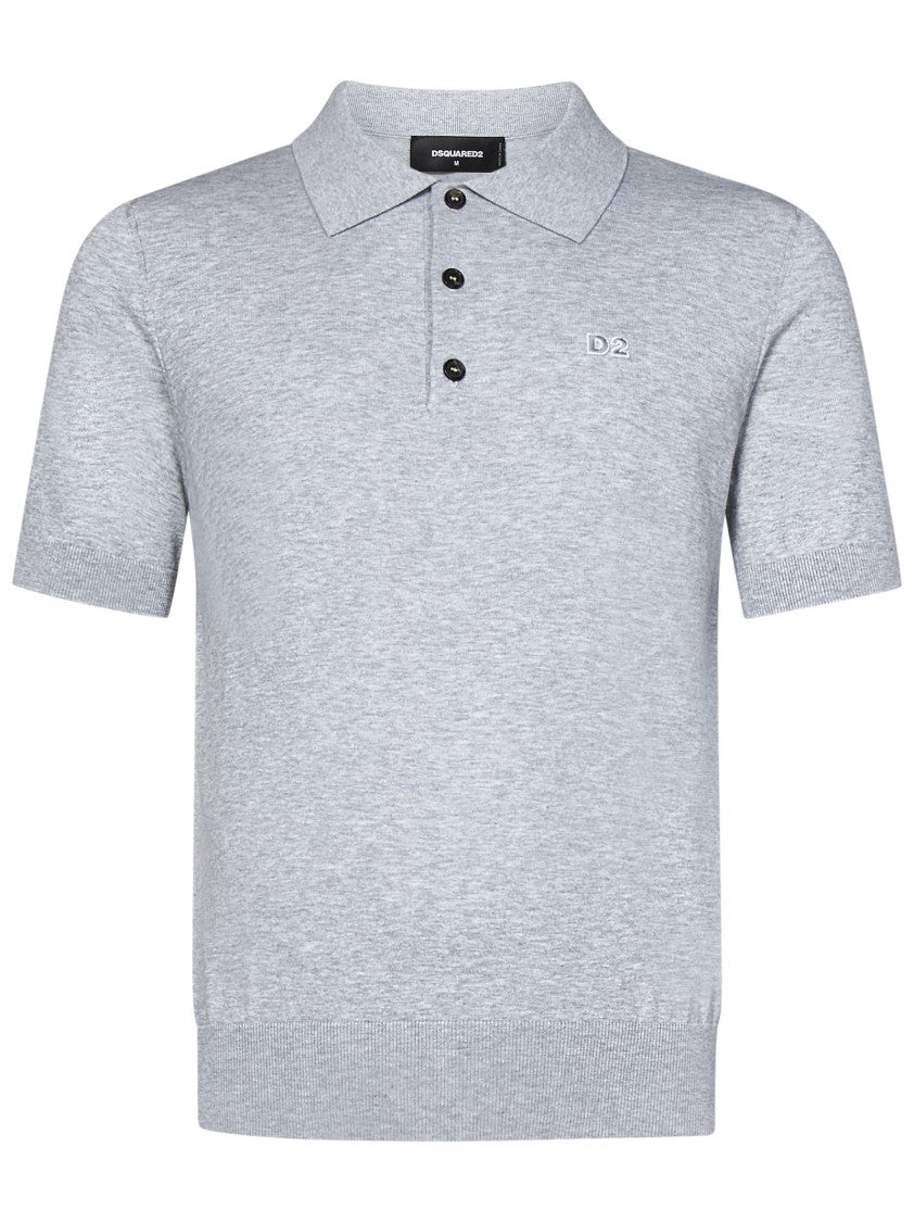 Dsquared2 Melange Grey Cotton Jersey Polo Shirt