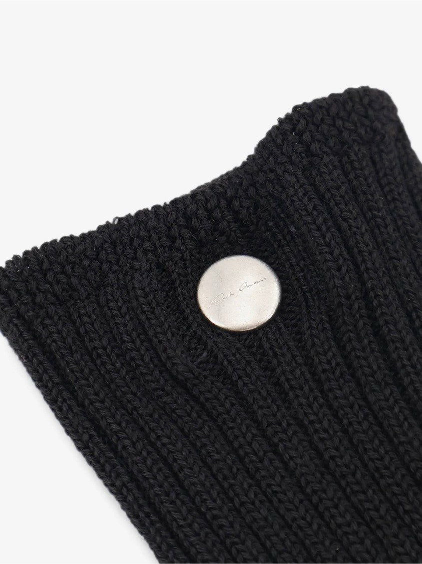 Rick Owens Ribbed Knit Button Detail Arm Warmers