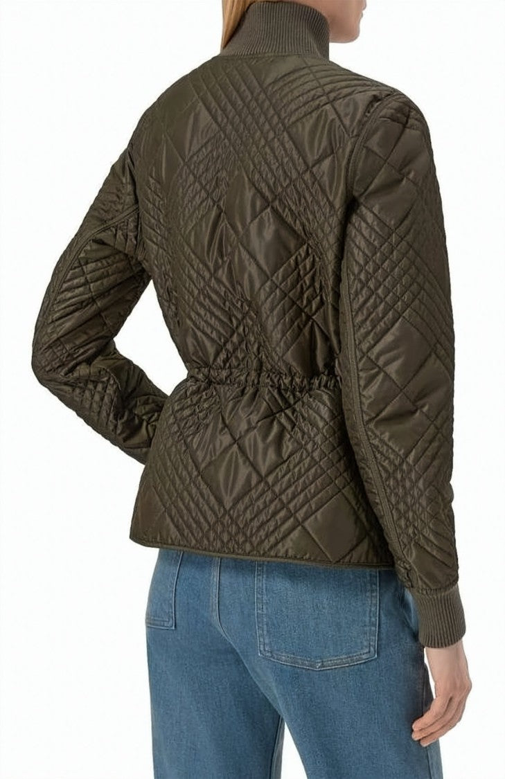 Burberry Quilted Brown Jacket With Adjustable Waist