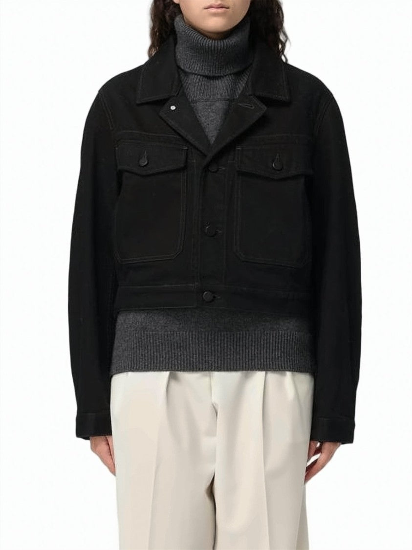 Lemaire Cropped Black Cotton Shirt Jacket