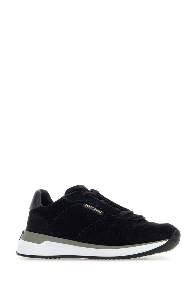 Salvatore Ferragamo Dark Blue Suede Sneakers