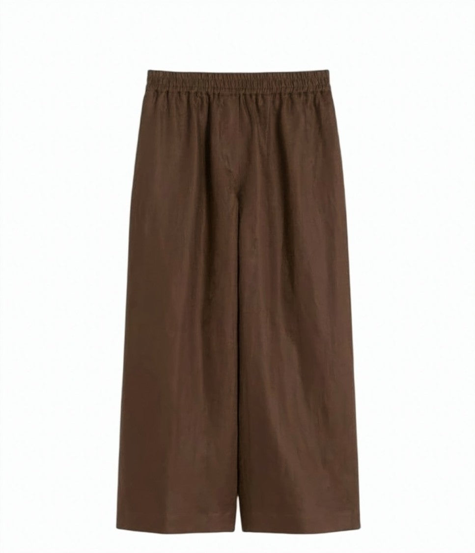 Weekend Pure Linen Elastic Waist Wide Trousers