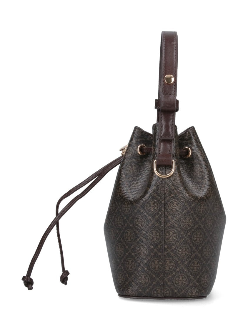 Tory Burch Mini Bucket Bag "T Monogram" – Brown