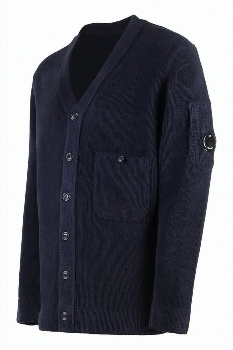 C.P. Company Boxy Fit Cardigan With V-Neckline And Textured Knit