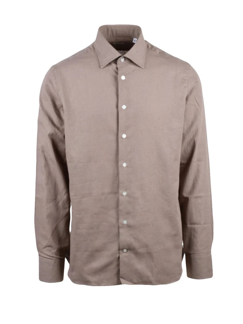 Borriello Taupe Cotton Linen Men Shirt