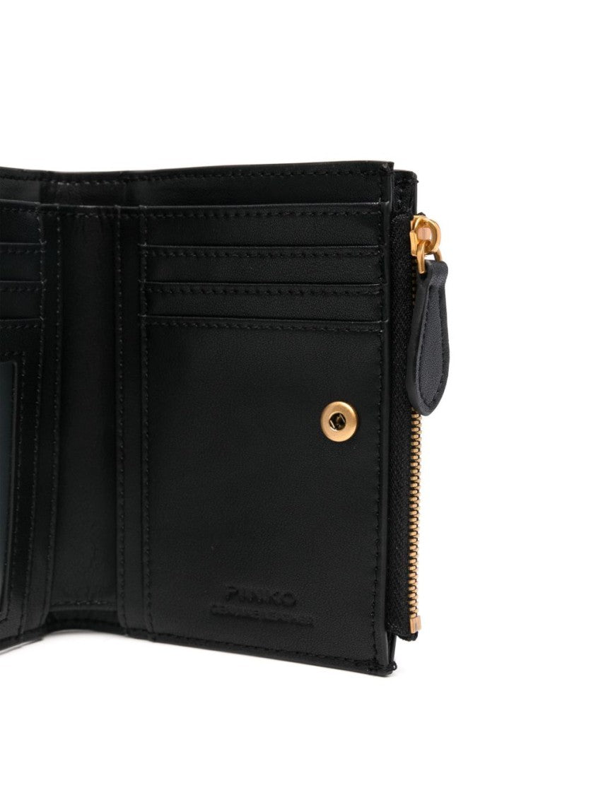 Pinko Compact Black Leather Wallet