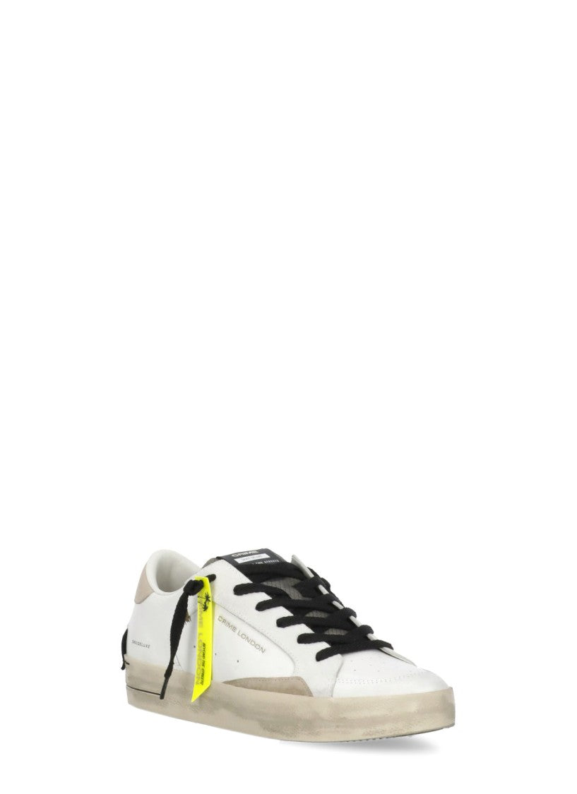 Crime London Sk8 Deluxe Leather Sneakers With Contrasting Suede Inserts