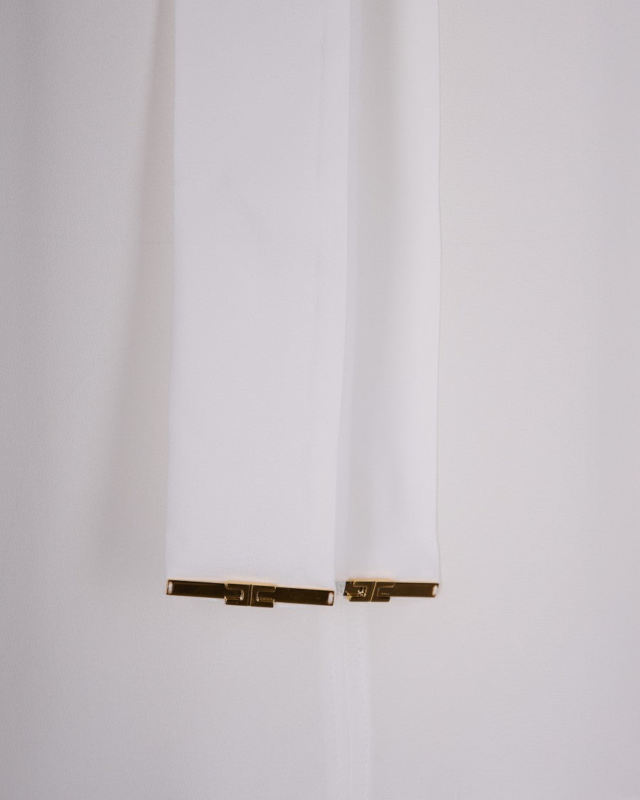 Elisabetta Franchi Viscose Georgette Blouse With Decorative Neck Sash