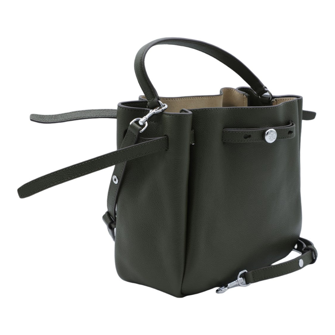 Tory Burch Deep Olive Green Detachable Strap Structured Shoulder Bag