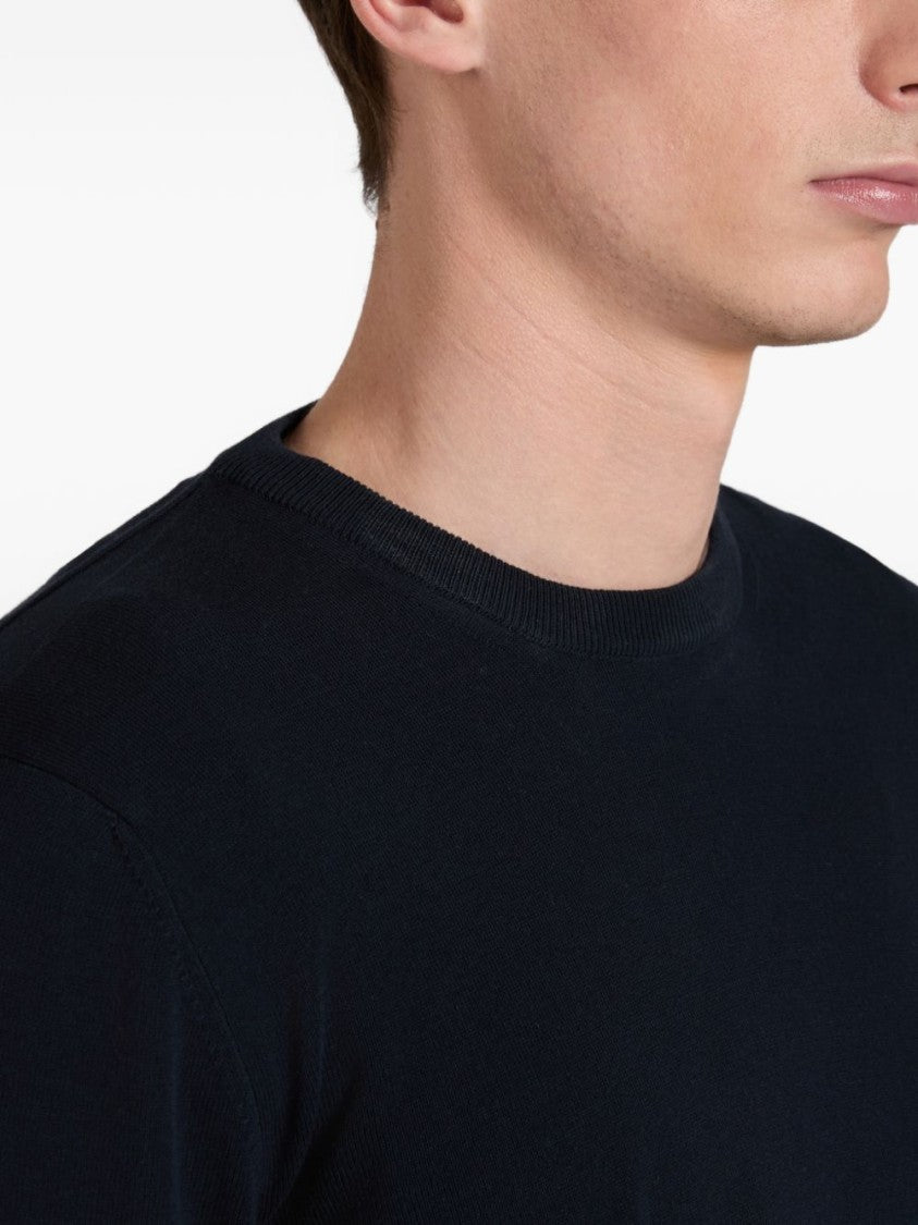 Zanone Crew Neck Sweater With Ribbed Details And Cuffed Sleeves