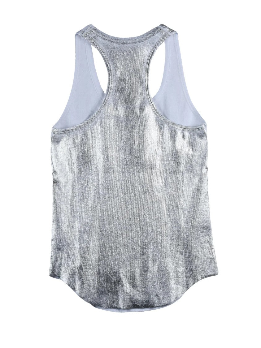 Cycle Silver Metallic Racerback Tank Top