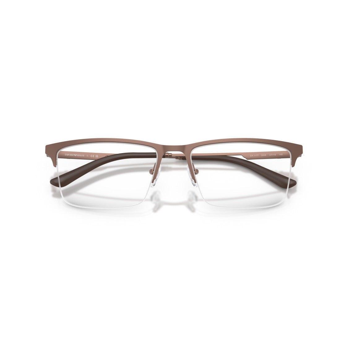 Emporio Armani 0Ea1177 Semi-Rimless Rectangular Frame Eyeglasses In Matte Brown