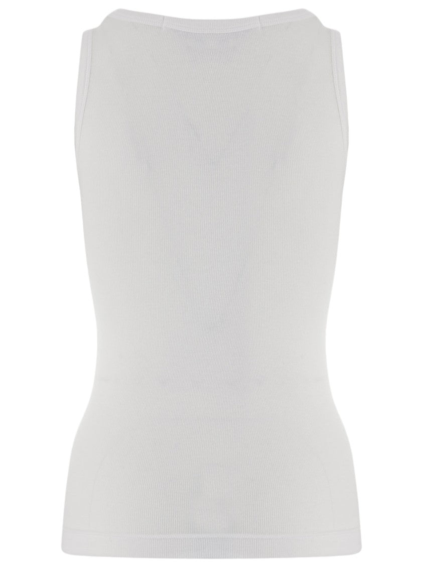 Alainpaul White Ribbed Bow Lyocell-Blend Tank Top