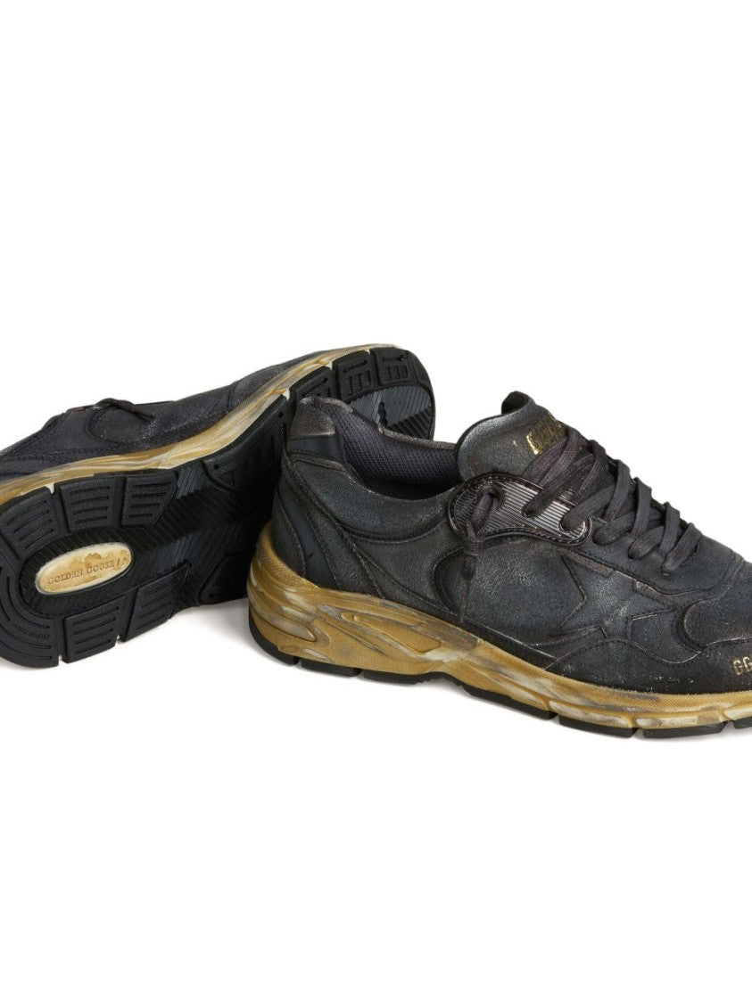 Golden Goose Black Silk And Nylon Low Sneakers