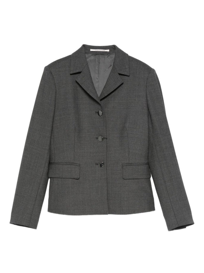 Tagliatore Tailored Gray Jacket With Notched Collar