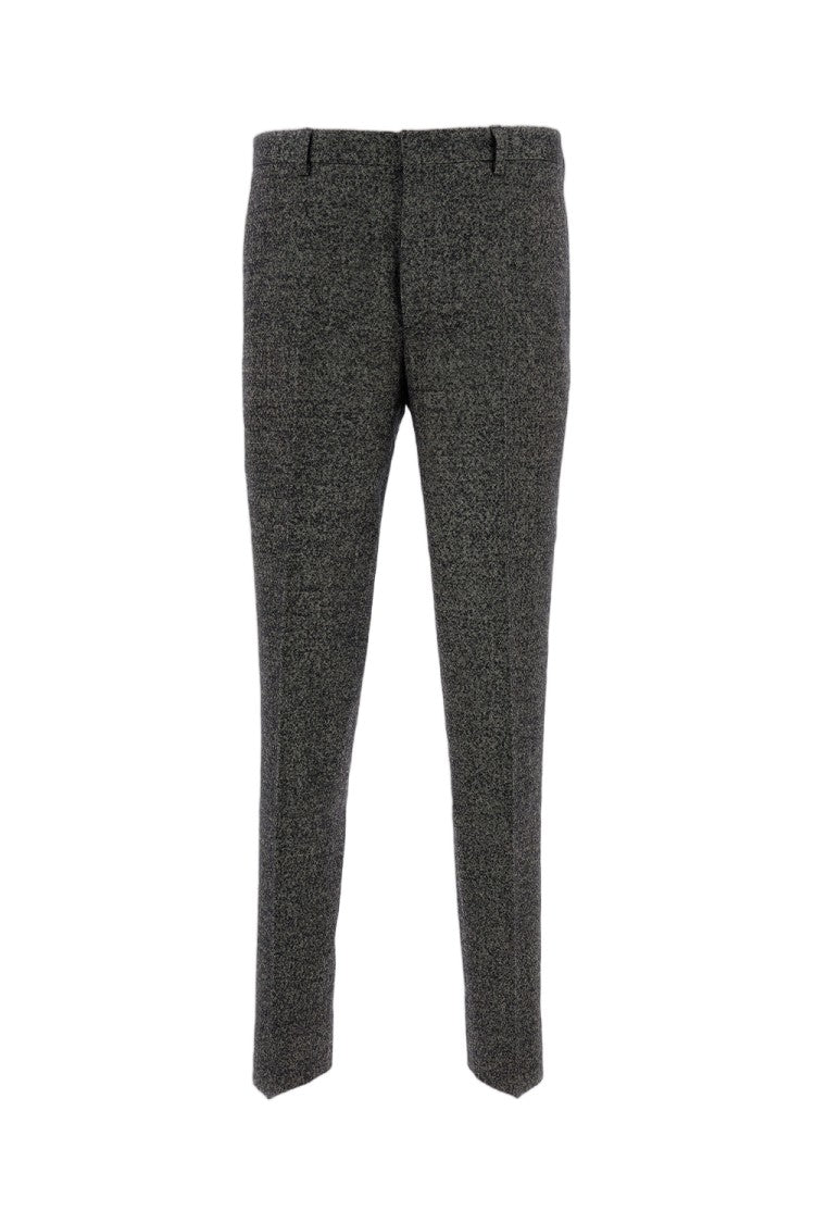 Cellar Door Tailored Grey Wool Blend Trousers With Pleats