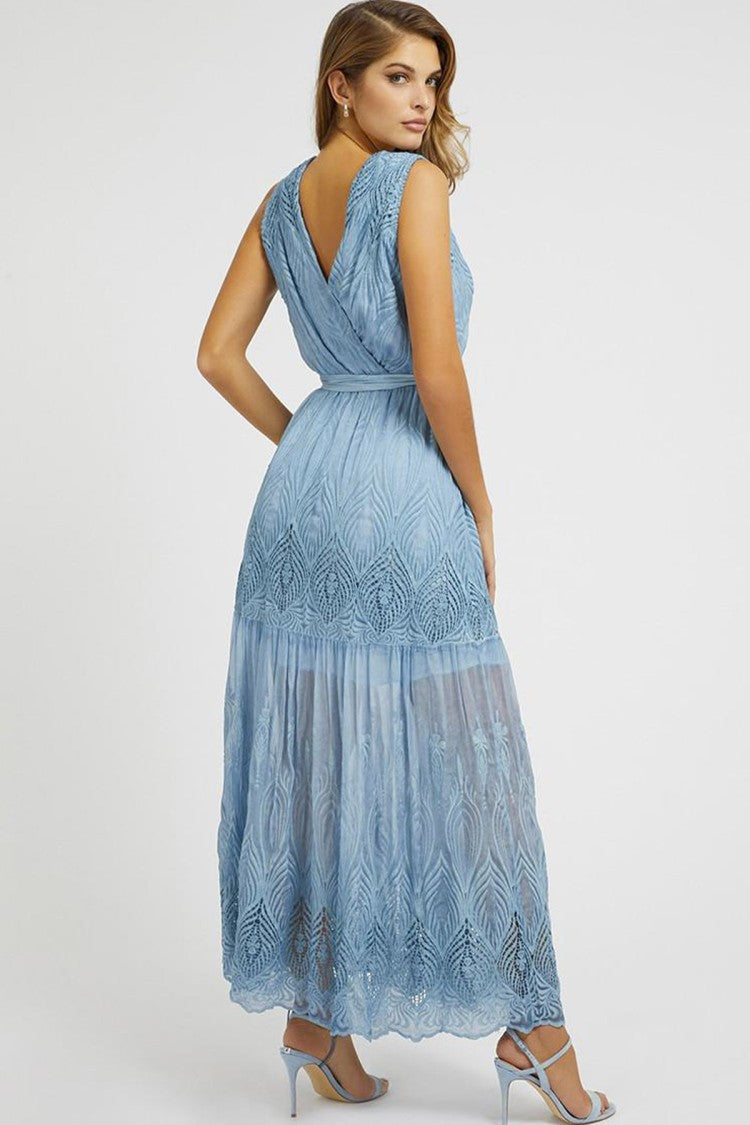 Guess Light Blue Chiffon Maxi Dress