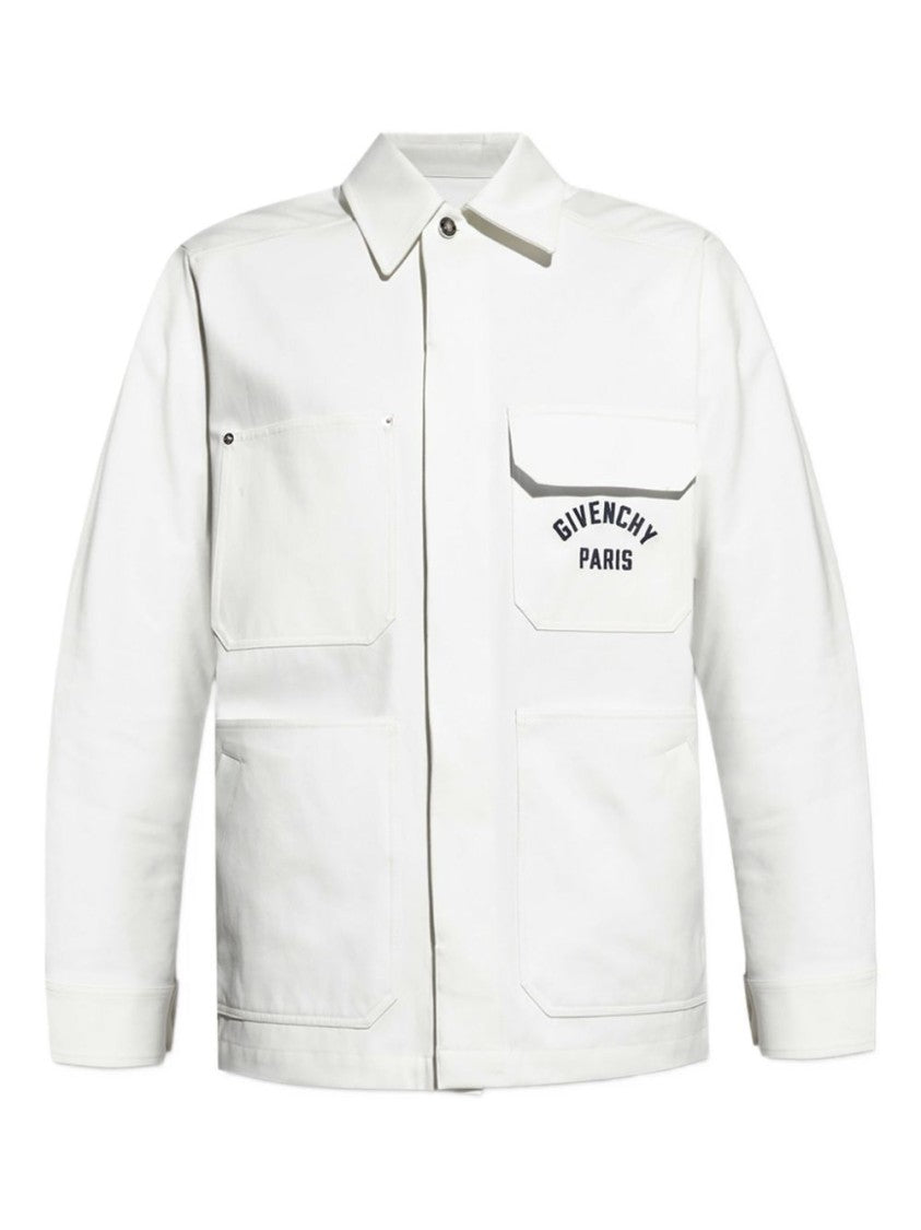 Givenchy White Overshirt With Logo Detail