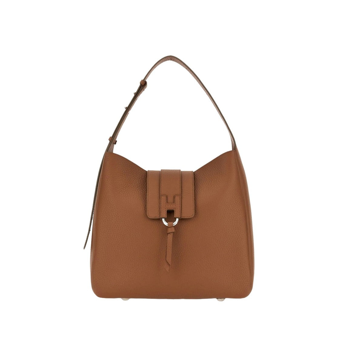 Hogan Brown H01x Hobo Verticale Leather Hobo Bag