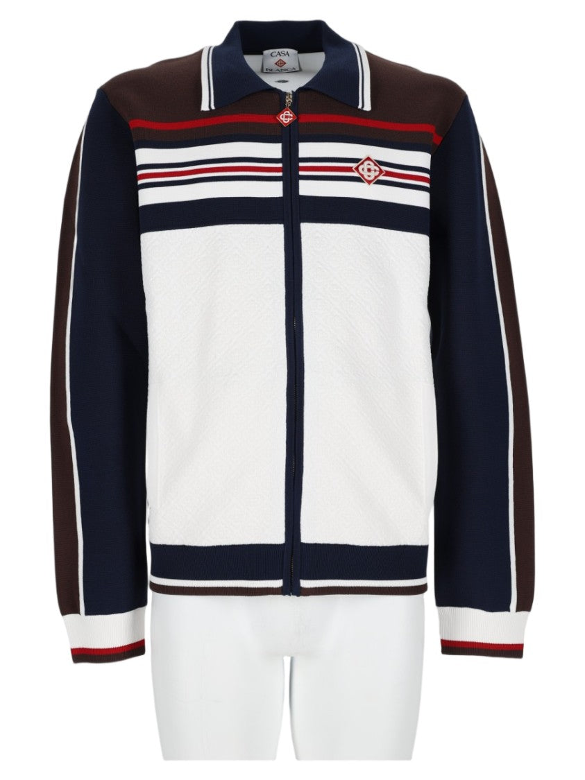 Casablanca Zip-Up White Viscose Sweatshirt