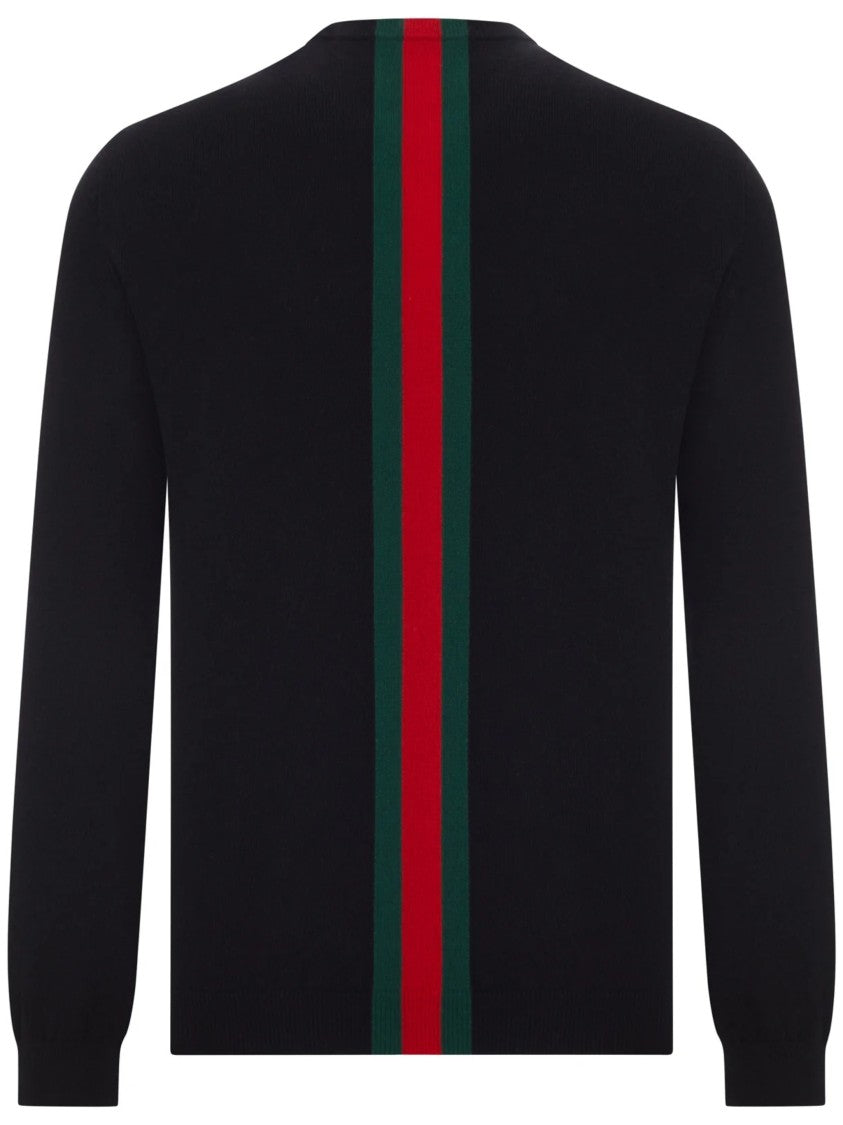 Gucci Crewneck Cashmere Sweater With Bold Vertical Stripe