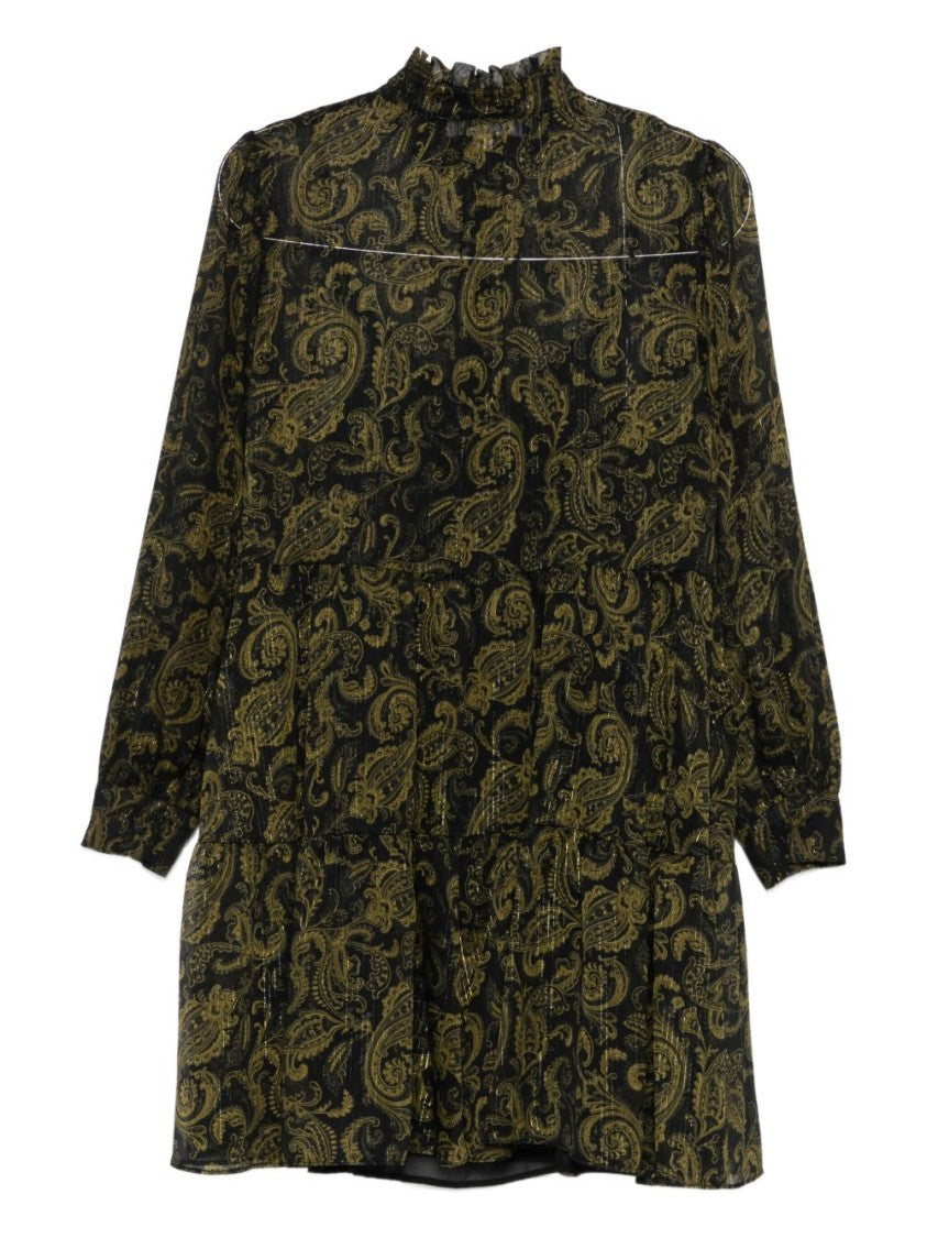 Michael Kors Paisley Pattern Long-Sleeved Dress With Ruffle Accents