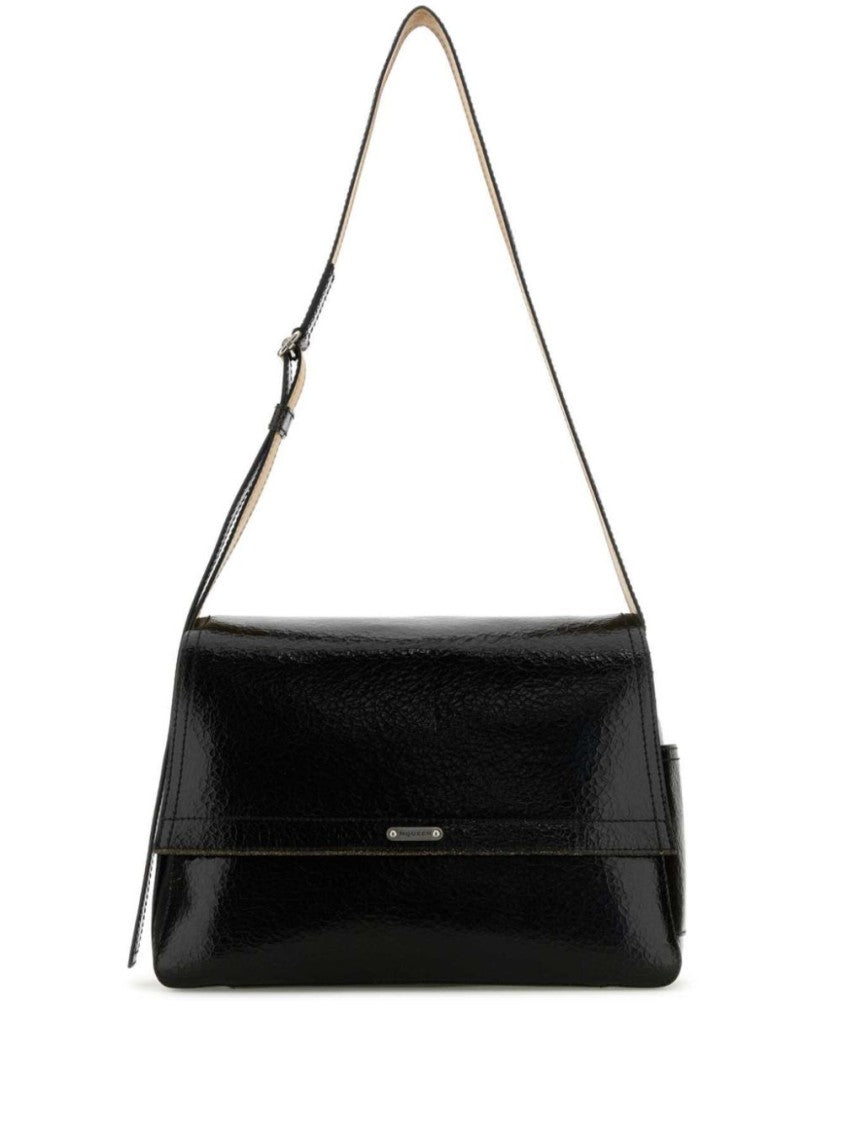 Alexander Mcqueen Grained Black Calf Leather Tote Bag