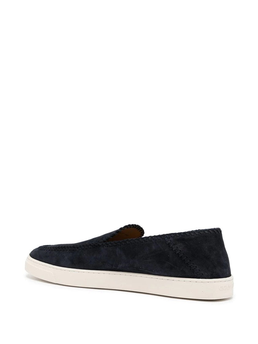 Giorgio Armani Slip-On Cow Leather Sneakers With Contrasting Sole
