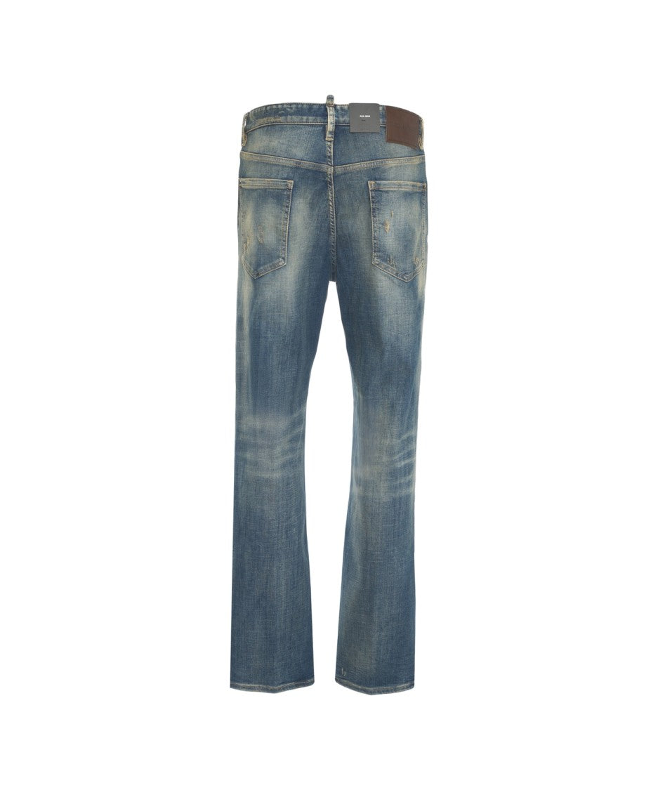 Dsquared2 Straight Leg Denim Jeans With Washed Effect